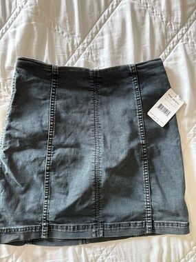 Free People Washed Denim Panel Mini Skirt